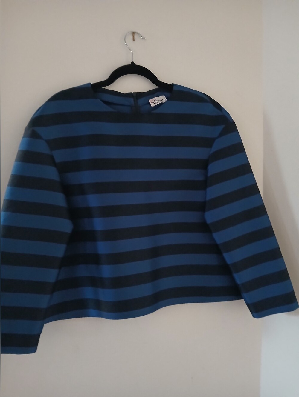 Red Valentino Navy Blue and Black Horizontal Striped Dress Top Sz:46